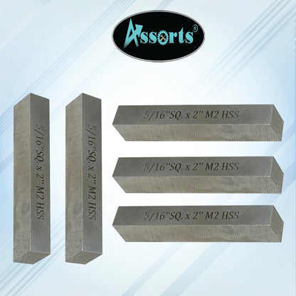 Assorts Pack of 5 x HSS M2 Cutting Tool Bits for Milling Fly Cutters & Lathe's Turning Tools (5/16" Square x 2" Long)