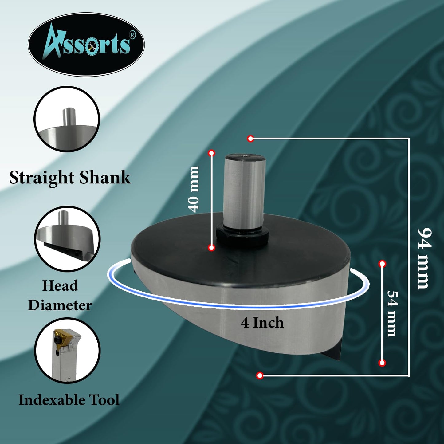 Assorts Large Head Size 4" Inch/ 100 mm Diameter Fly Cutter with Carbide Indexable tip Facing Tool (3/4" (19 mm) Straight Shank)
