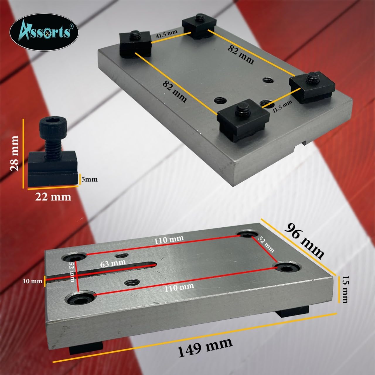 Assorts WM 280 Tool Post with 3/8" Thread Base Plate – Durable and Precise Machining Accessory