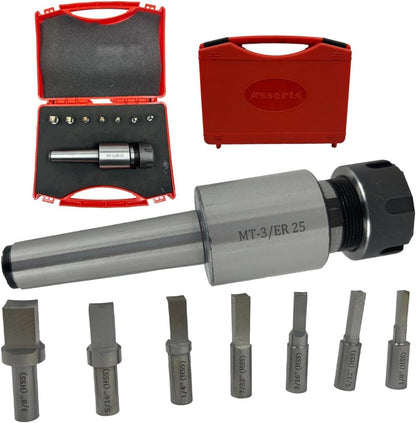 MT3 Shank Rotary Broach ER-25 Adapter + 7 Square Broaches
