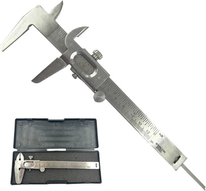Quality Non Digital Vernier Caliper- Professional Metric -Imperial Measuring System Tools for Inside, Outside, Depth & Step Measurements (Stainless Steel Body)