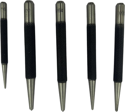 Set of 5 Round Head Center Punches for Metal and Woodworking – High-Quality Hand Tools