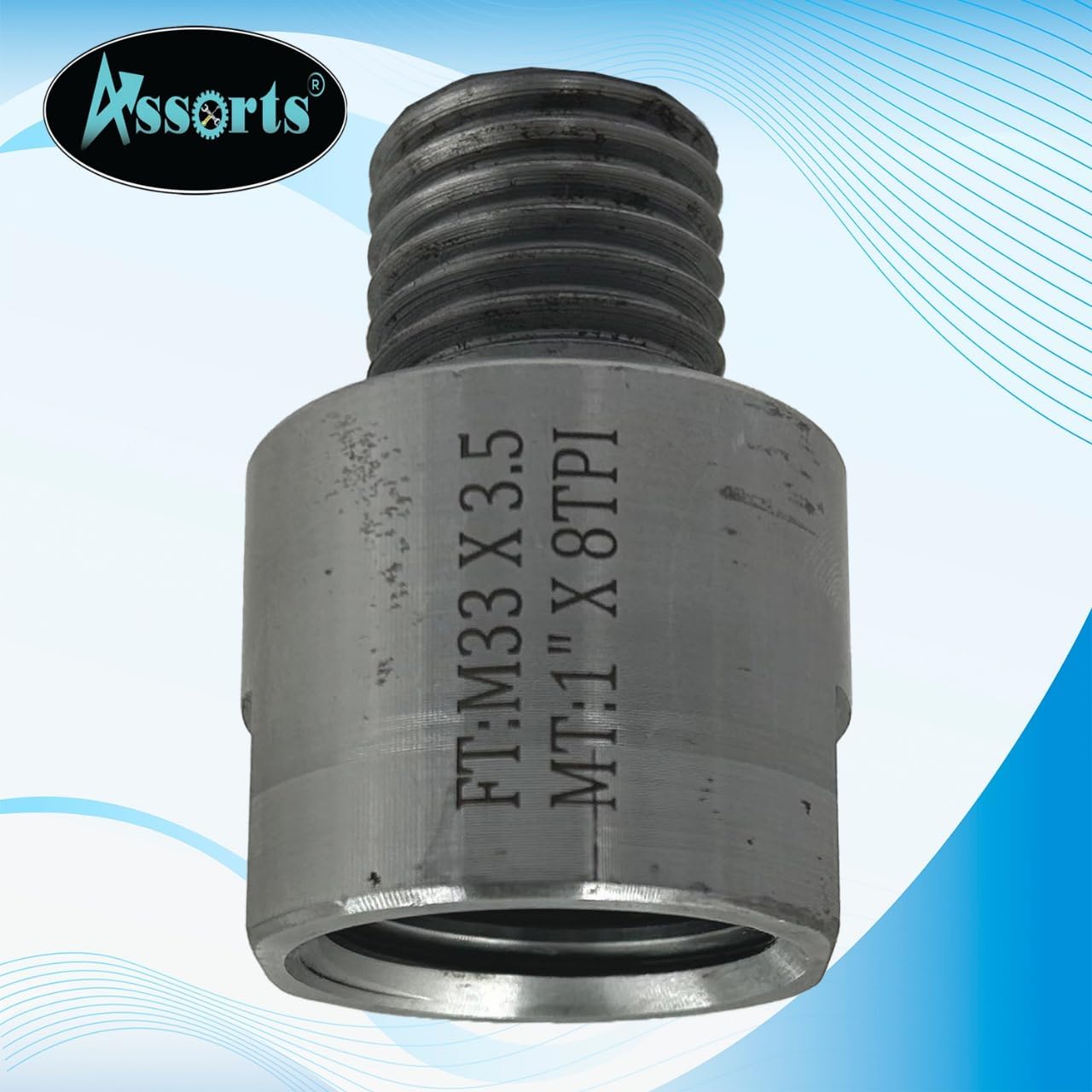 Quality Woodworking Lathe Headstock Spindle Adapter (FT M33 x 3.5 to MT 1" x 8 TPI)