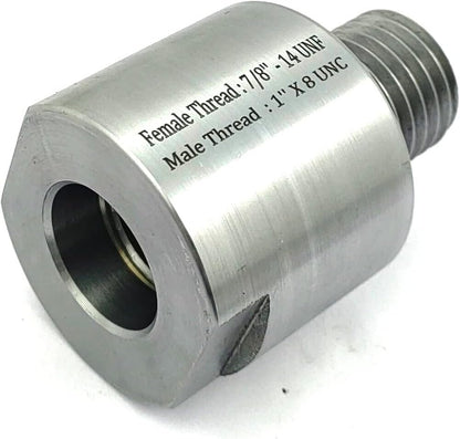 Woodworking Lathe Headstock Spindle Adapter Adaptor UNC Male Thread 1" x 8 TPI to UNF Female Thread 7/8" x 14 TPI