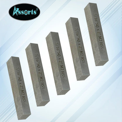 Assorts Pack of 5 x HSS M2 Cutting Tool Bits for Milling Fly Cutters & Lathe's Turning Tools (5/16" Square x 2" Long)