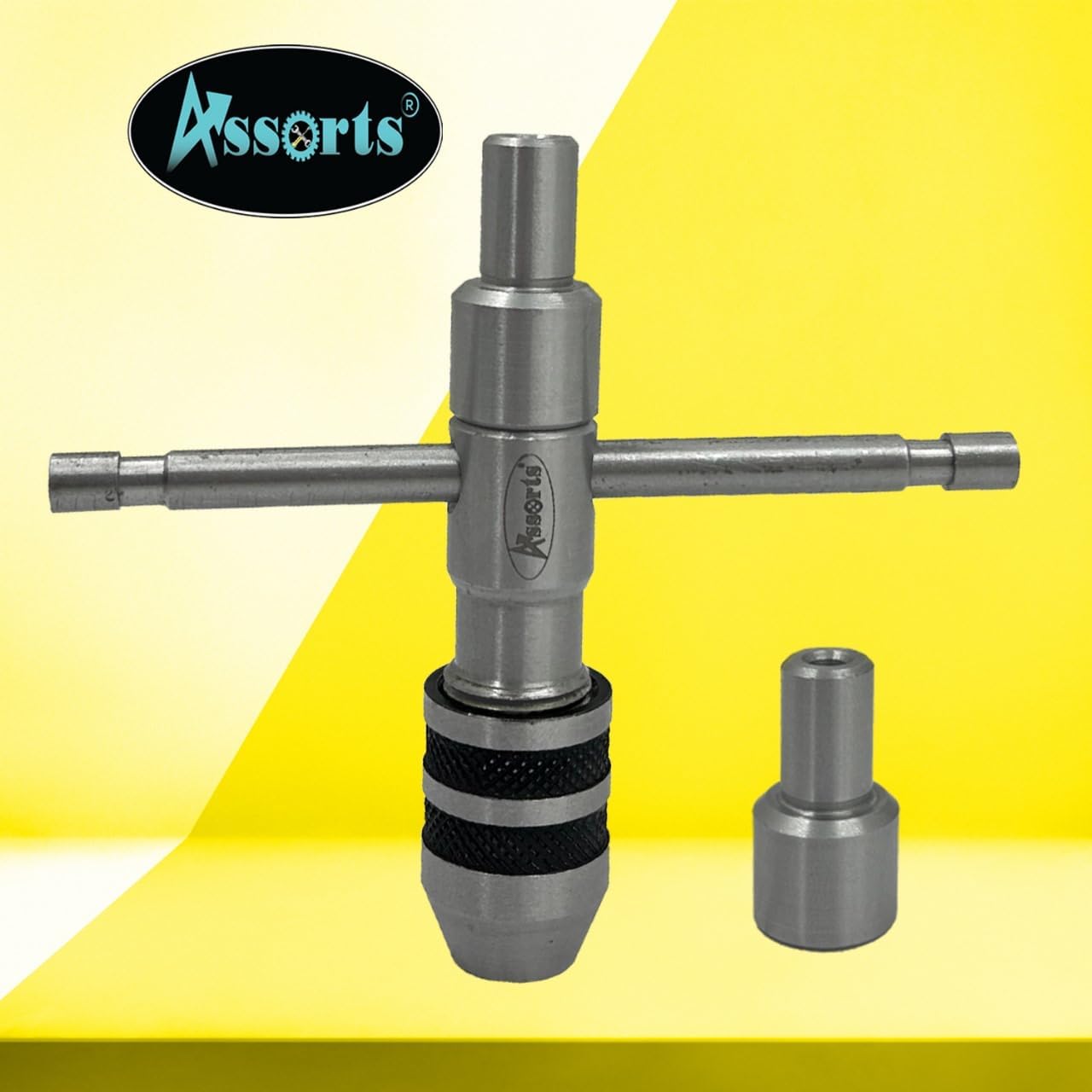 ASSORTS Precision Guiding Tap Wrench with Detachable Spinning Cap - Tool Steel, 1/2" Capacity