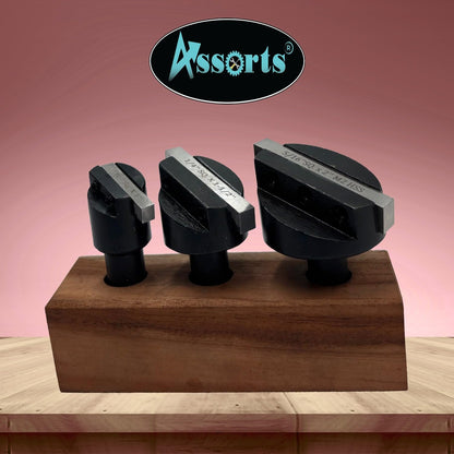 Set of 3 Pcs Fly Cutters 1/2" SHANK + HSS Tool Bit-Wooden Stand