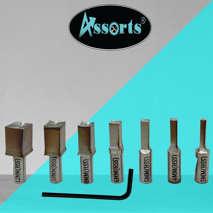 ASSORTS MT3 Shank Rotary Broach Holder with ER-16 Adapter – Internal Square Broaching Tool Set with 7 HSS Square Broaches 3mm to 12mm for CNC Lathes, Milling Machines & Precision Metalworking