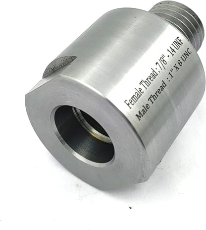 Woodworking Lathe Headstock Spindle Adapter Adaptor UNC Male Thread 1" x 8 TPI to UNF Female Thread 7/8" x 14 TPI