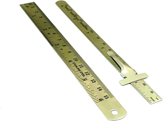 Stainless Steel Measuring Tools (Set of 1 x 6" Depth Gauge cum Ruler, 1 x 6" Ruler & 1 x 12" Ruler)