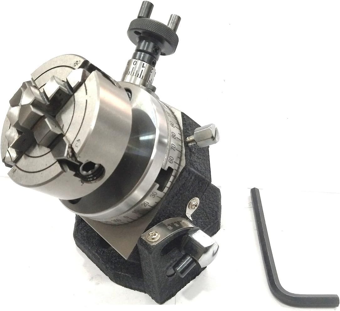 Assorts 3" Inches/ 80 Mm Tilting Rotary Table With 70 Mm 4 Jaw Independent Chuck, Suitable Back Plate & T Nuts Bolts, Tailstock & M6 Clamp Kit -engineering Tools