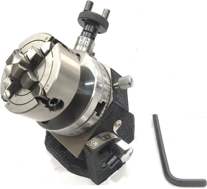 Assorts 3" Inches/ 80 Mm Tilting Rotary Table With 70 Mm 4 Jaw Independent Chuck, Suitable Back Plate & T Nuts Bolts, Tailstock & M6 Clamp Kit -engineering Tools