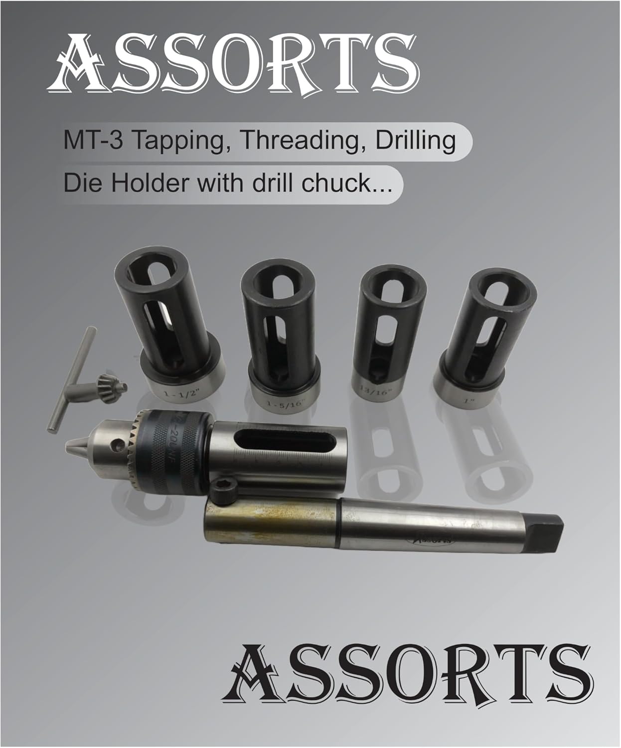 ASSORTS MT-3 TAPPING/DRILLING/THREADING ATTACHMENT WITH DIE HOLDER WITH DRILL CHUCK