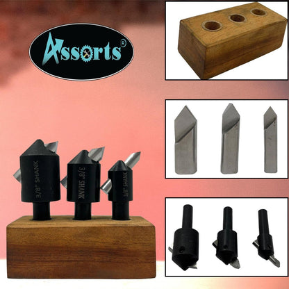 Assorts Set of 3 Pcs Fly Cutters 3/8" Shank + HSS Tool Bit
