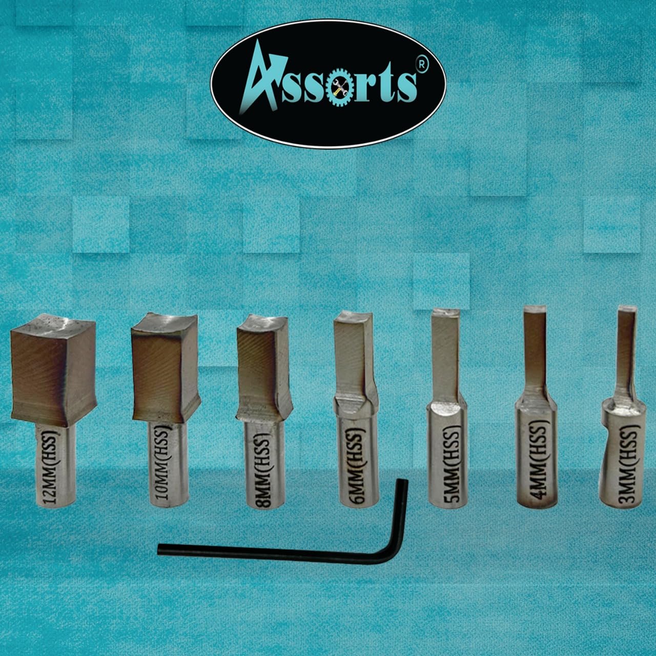 Assorts Newly Developed Rotary Broach (Metric) – MT2 Shank (M10 x 1.5 mm Drawbar) + 7 PCS H.S.S. Square Punch Set (3–12 mm) – Enhanced with Wobble Feature