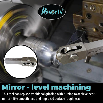 Mini Lathe Burnishing Tool Premium Series (5/8" × 5/8" × 2-1/2") Shank Mirror Finish Roller for CNC & Manual Lathes, Steel & Copper (HRC 1868)