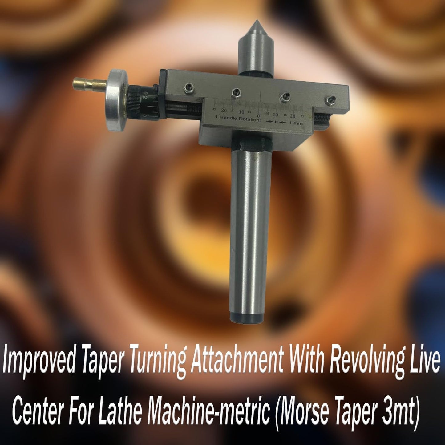 Improved Taper Turning Attachment With Revolving Live Center For Lathe Machine-metric (Morse Taper 3mt)
