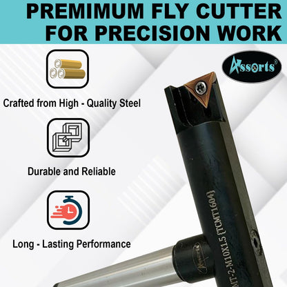 Assorts 9″ Balanced Fly Cutter Indexable Face Milling Cutter with MT2 Shank (M10 × 1.5 Drawbar Thread), Single TCMT1604 Insert, Torx Screw & Star Key Included