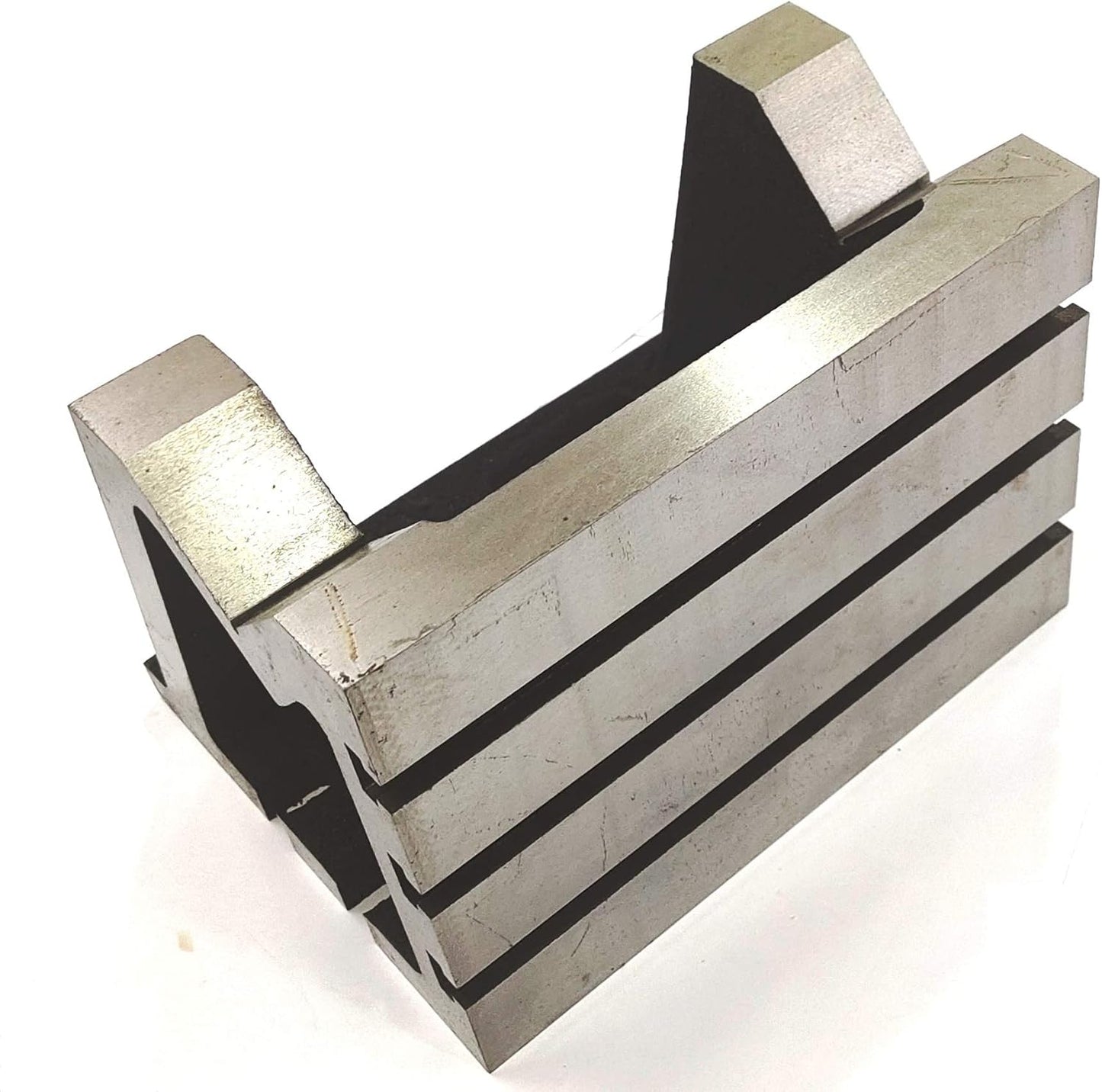 QUALITY PRECISION GRADED CASTE IRON VEE ANGLE PLATES-STRESS RELIEVED - WORK-HOLDING CLAMPING MILLING ENGINEERING MACHINE TOOLS-HEAVY DUTY (5" x 5" x 7" (125 x 125 x 175 mm): T-Slotted)