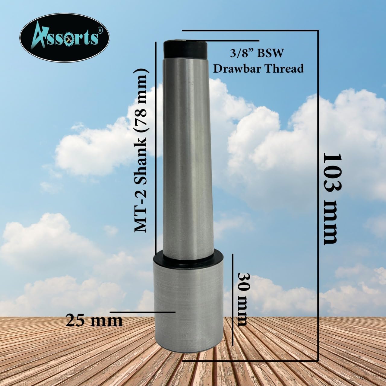 ASSORTS Re-machinable Soft Stub Blank Arbor for Mill, Lathe, and Drill – MT2 Shank, 3/8" x 16 TPI, Stub Size: 25mm x 30mm