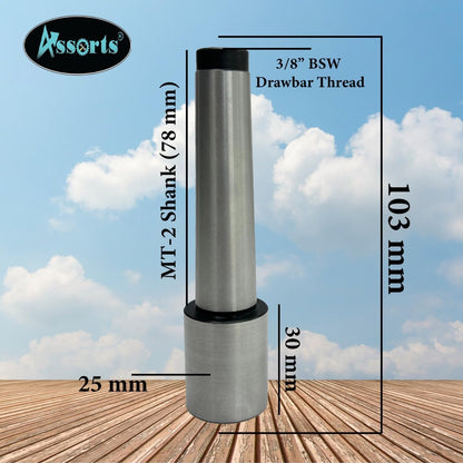 ASSORTS Re-machinable Soft Stub Blank Arbor for Mill, Lathe, and Drill – MT2 Shank, 3/8" x 16 TPI, Stub Size: 25mm x 30mm