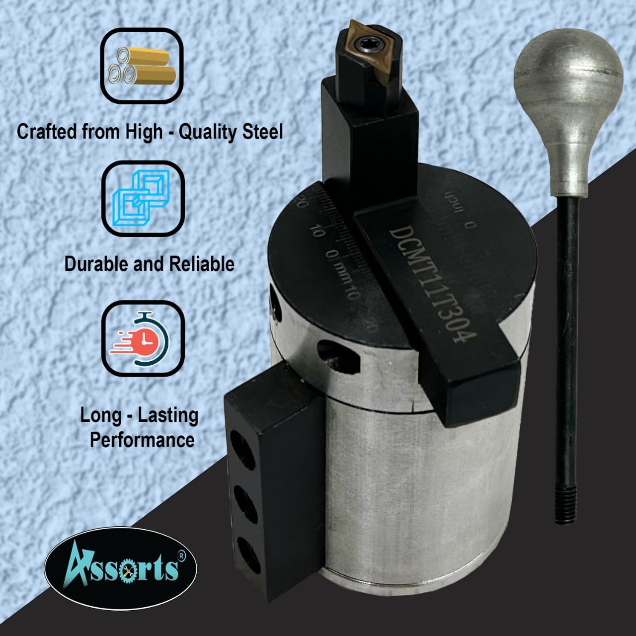 Assorts Heavy-Duty Radius Ball Turning Attachment for 7x14 & 7x16 Mini Lathes – DCMT11T304 Carbide Insert – Max 65mm Radius – Concave & Convex Metal Balls – Bearing Base 0–90°