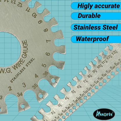 Stainless Steel Wire Gauge Measures Standard and Metric (Set of Both)