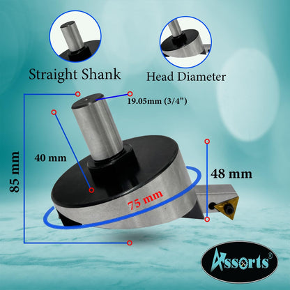 3" Inch II 75 mm Head Diameter Fly Cutter For Milling & Lathe Machine with Replaceable Carbide Insert Indexable Tool