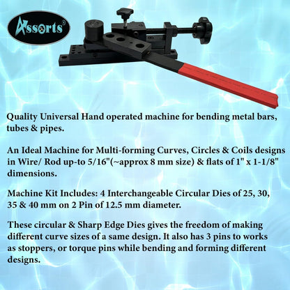 Universal Manual Metal Bending Machine for Bars, Tubes, and Pipes