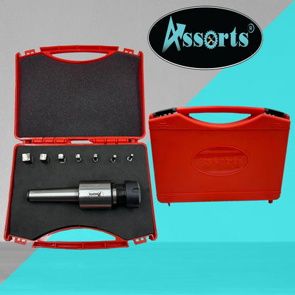 ASSORTS MT3 Shank Rotary Broach ER-25 Adapter with 7 Square Broaches (3mm to 12mm) | High Precision CNC Broaching Tool Set for Square Hole Cutting | Durable Tool Steel Broach Kit
