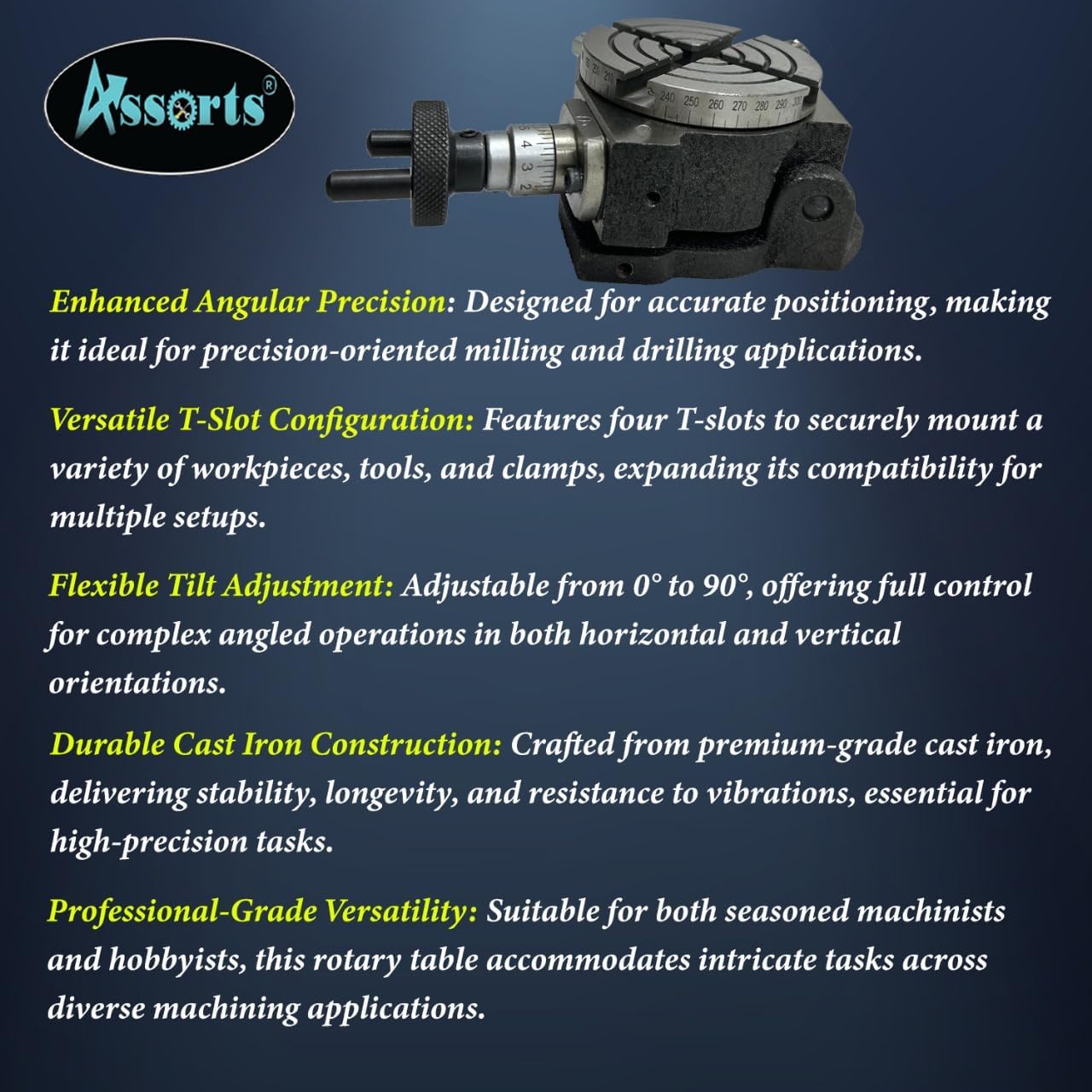 New 3" Inches (75 mm) Quality Tilting Rotary Table for Milling Machines