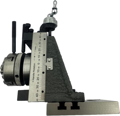 Assorts New Mini Fixed Vertical Slide (90mm x 50mm) with 3-Slots, Precision Side Scale, and 50mm 4-jaw Self-Centering Chuck with Back Plate and Base Plate - for Mini Lathe Applications