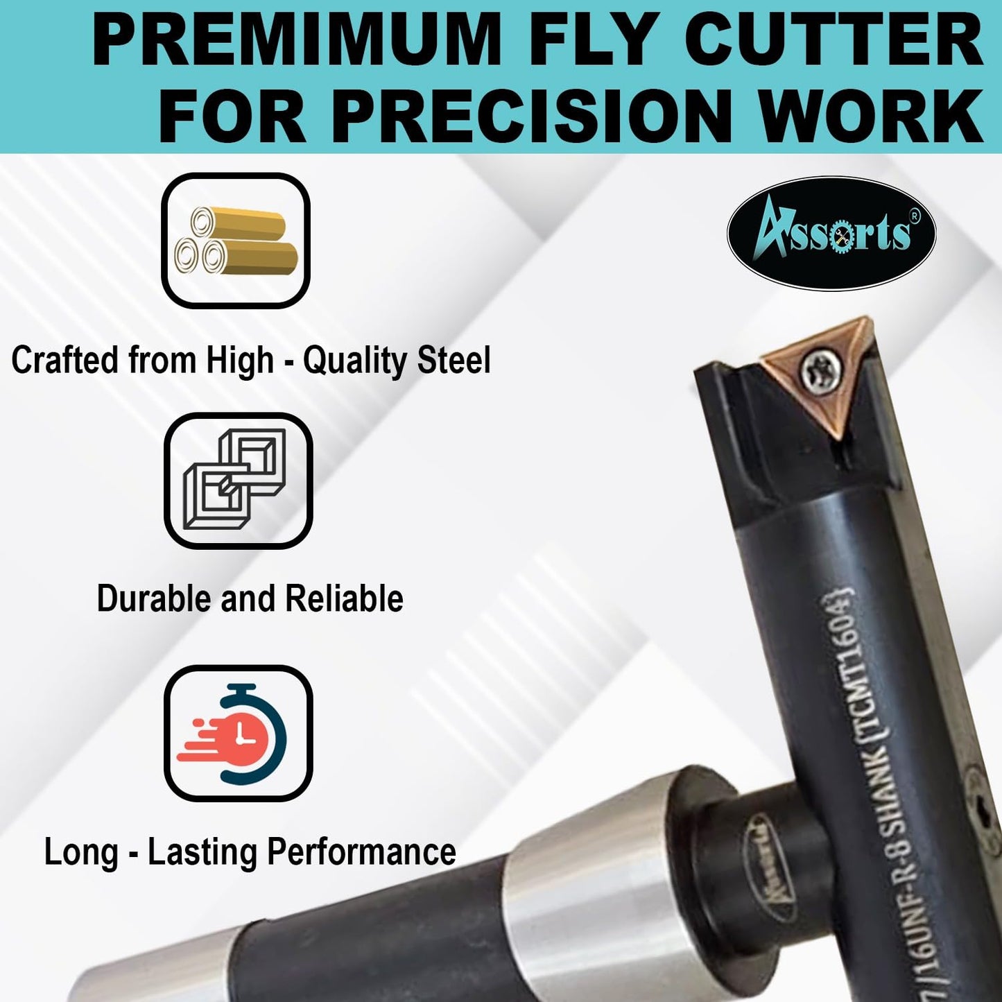 Assorts 5″ Balanced Fly Cutter Indexable Face Milling Cutter with R8 Shank (7/16 UNF Drawbar), Single TCMT1604 Insert, Torx Screw & Star Key Included
