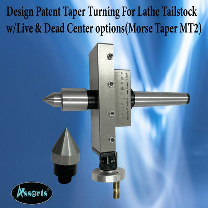 ASSORTS Design Patent Taper Turning For Lathe Tailstock w/Live & Dead Center options(Morse Taper MT2)