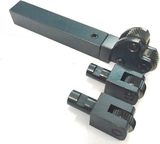 ASSORTS Tool Steel Interchangeable Diamond & Linear Knurling Tool – Lathe Engineering Knurling Tool, 2.0 mm Pitch, Pivot Type with Interchangeable Heads for Metal Turning, Grip & Decorative Finish