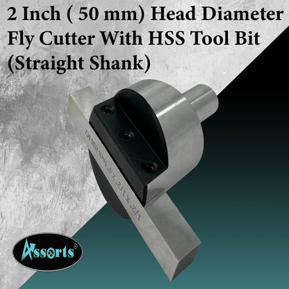 2" Inch (50 mm) Head Diameter Fly Cutter for Milling & Lathe Machine with HSS Tool Bit, Straight Shank 3/4" Inch