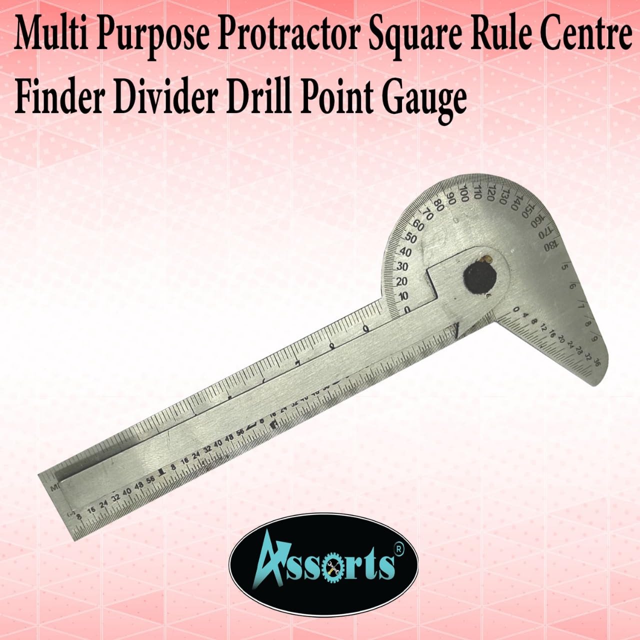Assorts Multi Purpose Protractor Square Rule Centre Finder Divider Drill Point Gauge