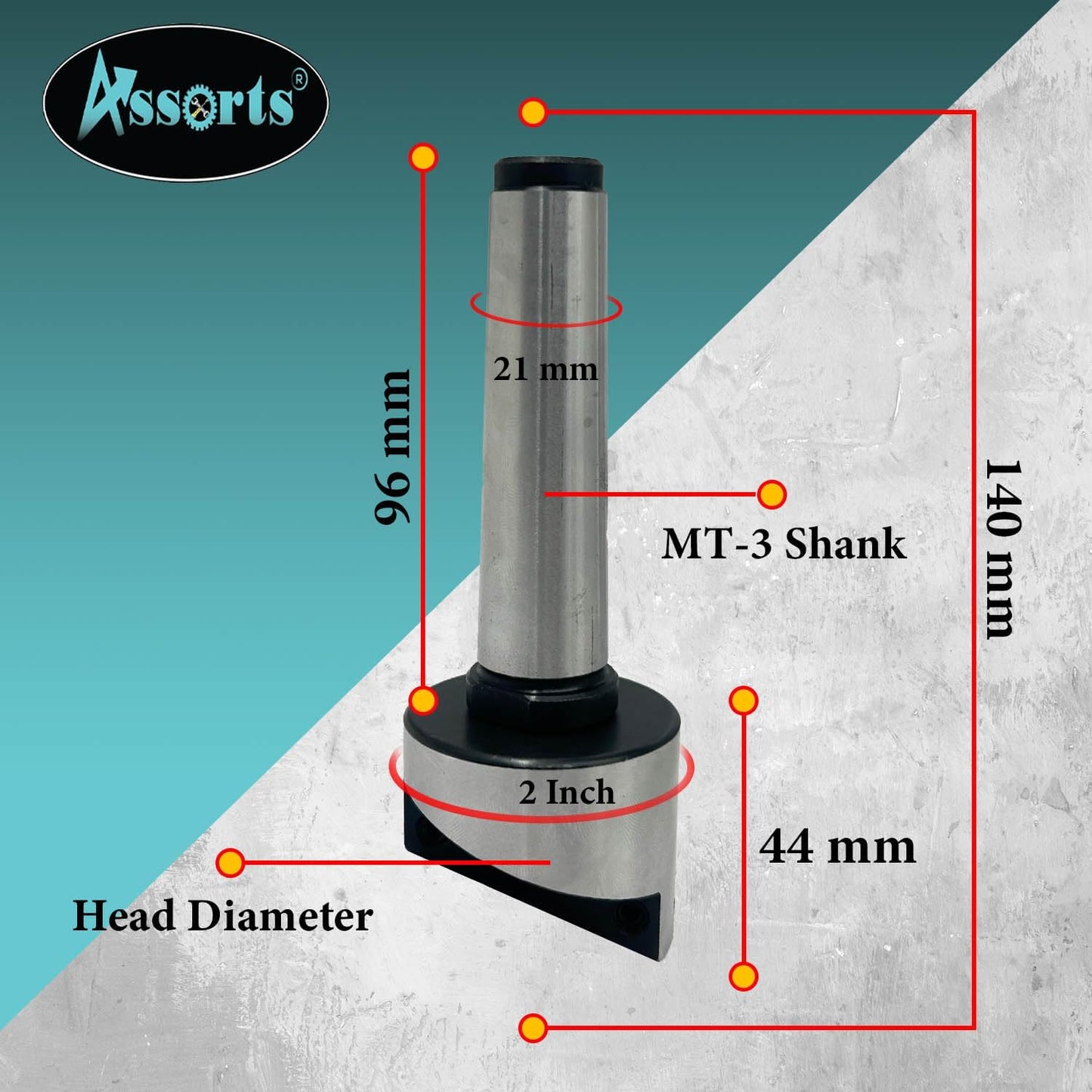 2" Inch (50 mm) Head Diameter Fly Cutter for Milling & Lathe Machine with HSS Tool Bit, 3MT Shank (M12 x 1.75 mm)