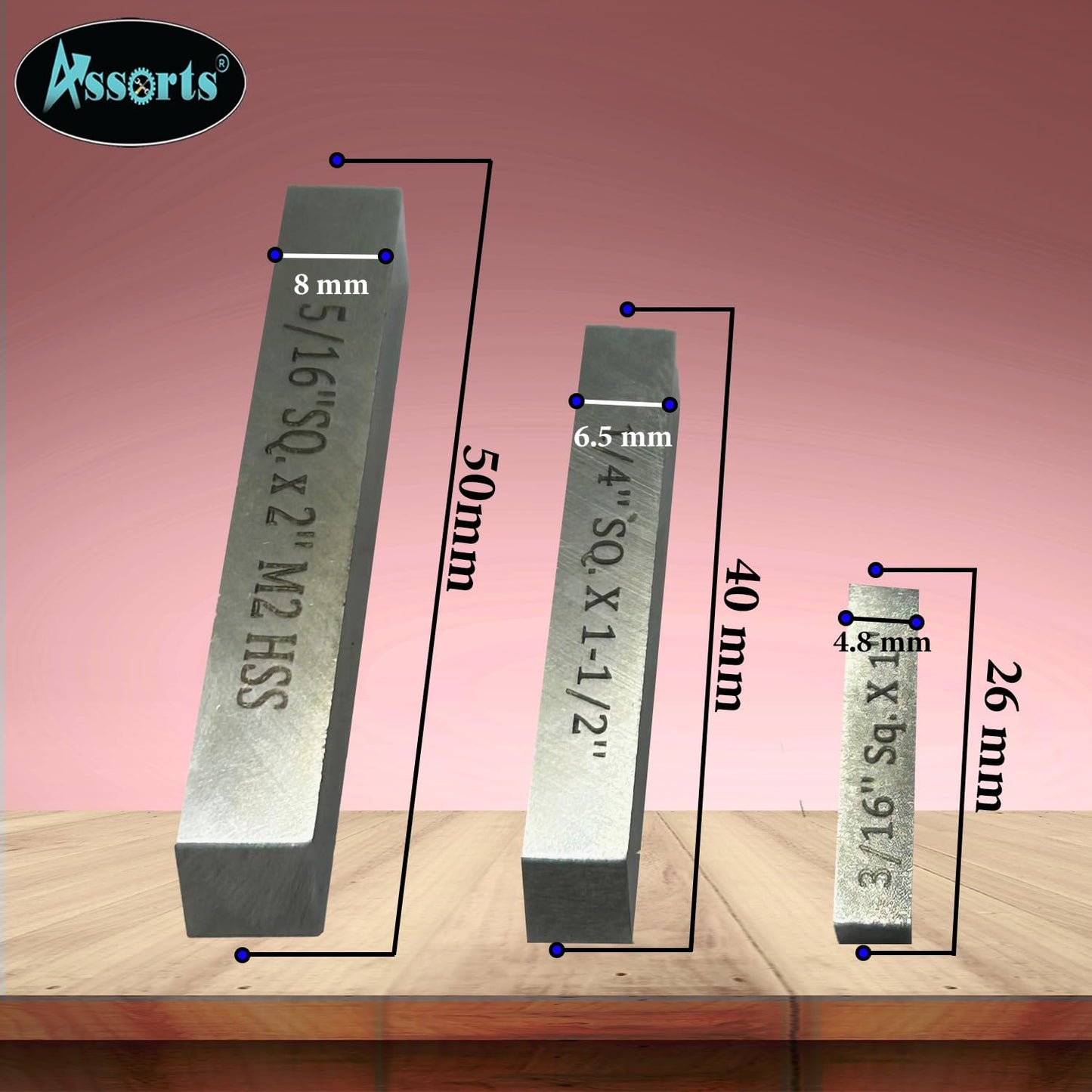 Set of 3 Pcs Fly Cutters 1/2" SHANK + HSS Tool Bit-Wooden Stand