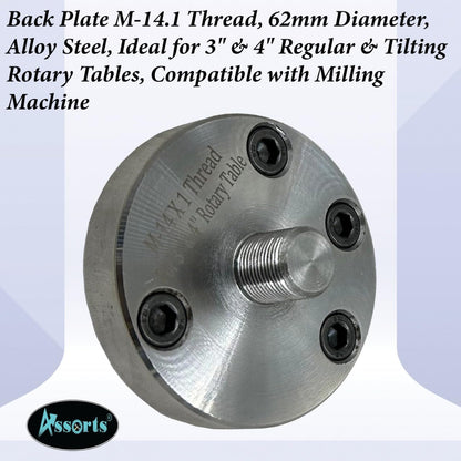 Assorts Back Plate M-14.1 Thread, 62mm Diameter for 65mm 3-Jaw & 4-Jaw Self-Centering Chucks, and 50mm 3-Jaw & 4-Jaw Self-Centering Chucks, Ideal for 3" & 4" Regular and Tilting Rotary Tables