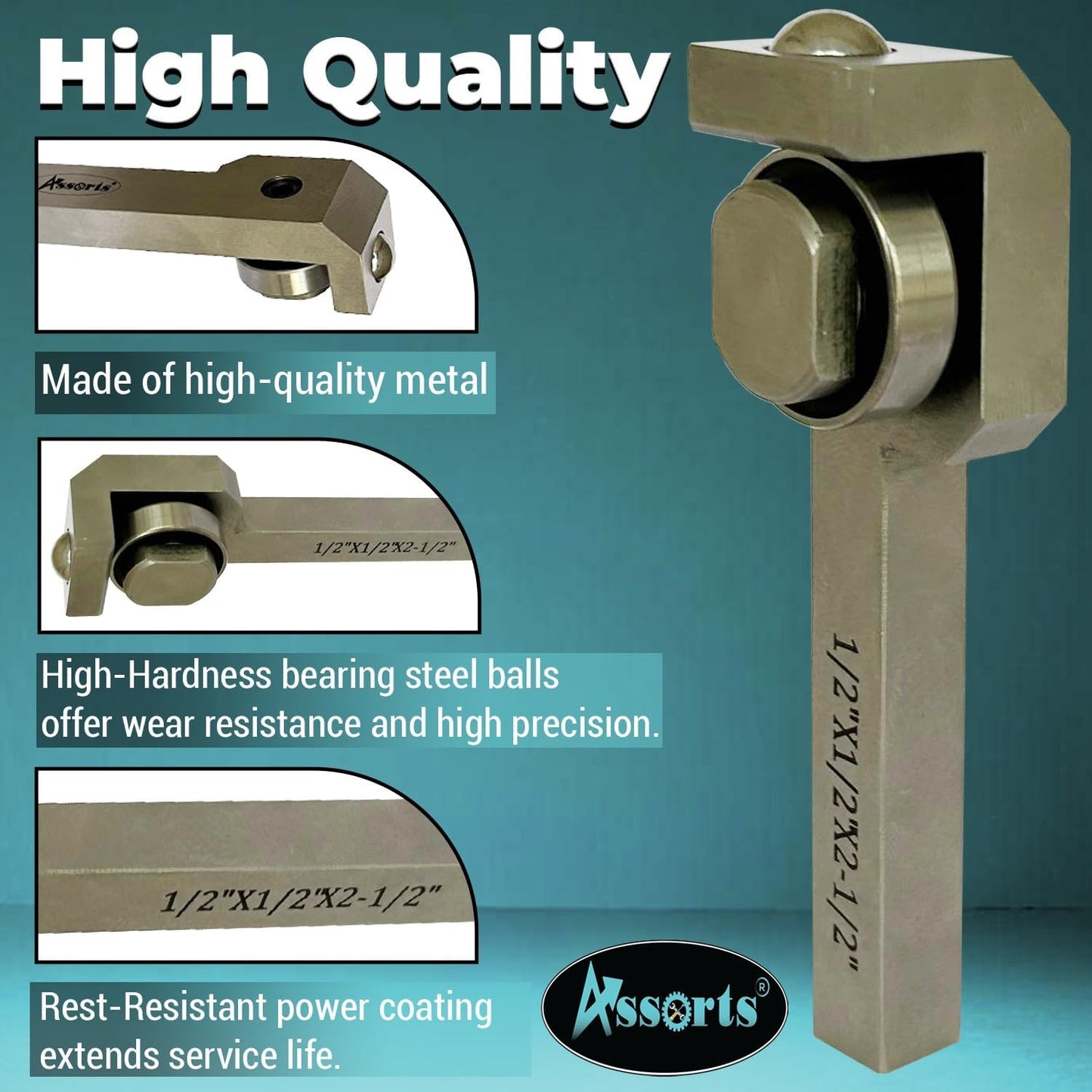 ASSORTS 1/2? x 1/2? x 2-1/2? Lathe Burnishing Tool for Metal Finishing, Precision Polished Surface, Durable Tool Steel, Smooth Finish Turning Accessory for Lathes