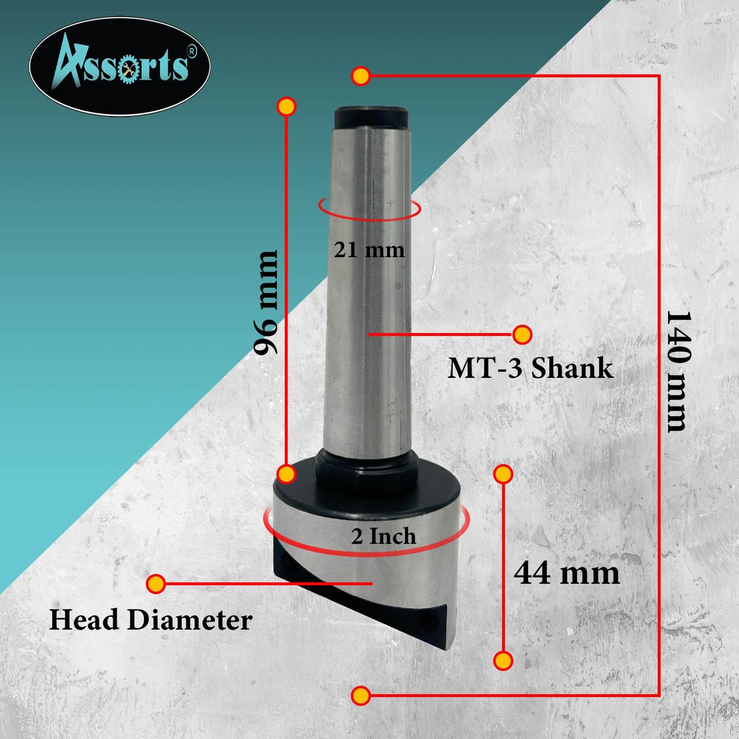 2" Inch (50 mm) Fly Cutter for Milling & Lathe Machines with Replaceable Carbide Insert – 3MT Shank (M12 x 1.75 mm)
