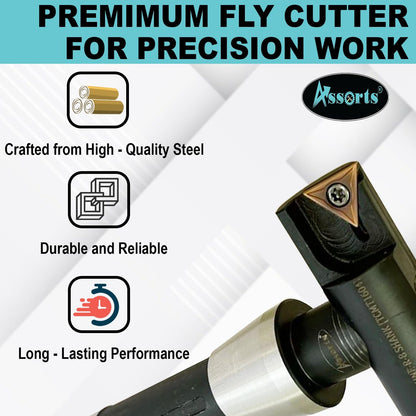 Assorts 3" Indexable Fly Cutter with R8 Shank (7/16"-20 UNF Drawbar Thread) – TCMT 1604 Carbide Insert Compatible – Precision Surface Facing Milling Tool