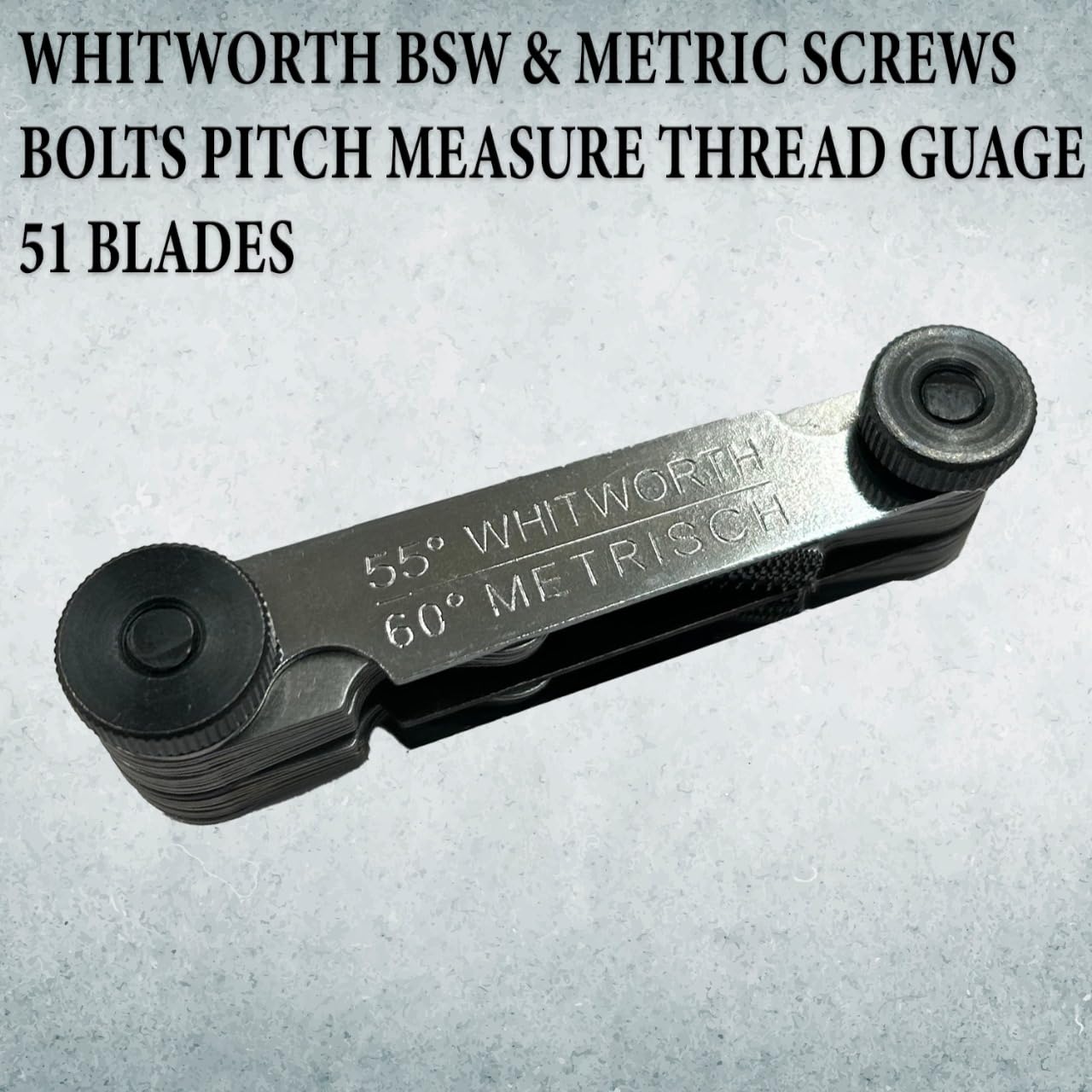 ASSORTS British Whitworth BSW & Metric Screws Bolts Pitch Measure Thread Guage 51 Blades