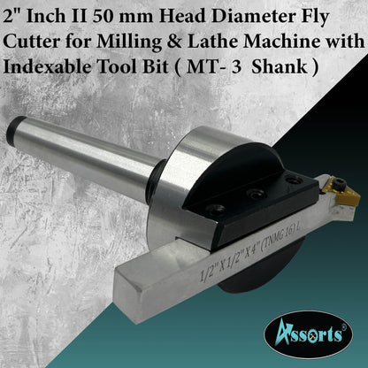 2" Inch (50 mm) Fly Cutter for Milling & Lathe Machines with Replaceable Carbide Insert – 3MT Shank (M12 x 1.75 mm)