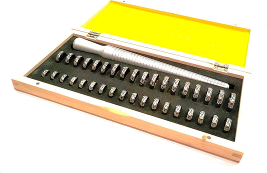 Assorts' Standard Aluminum Ring Sizer Stick Gauge With 4 International Marking of USA & Euro Sizes & Jewelry 36pcs Metal Rings Size Range