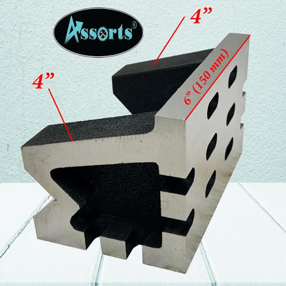 Quality Precision Graded Caste Iron Vee Angle Plates-stress Relieved - Work-holding Clamping Milling Engineering Machine Tools-heavy Duty (4" X 4" X 6" (100 X 100 X 150 Mm) -slotted)
