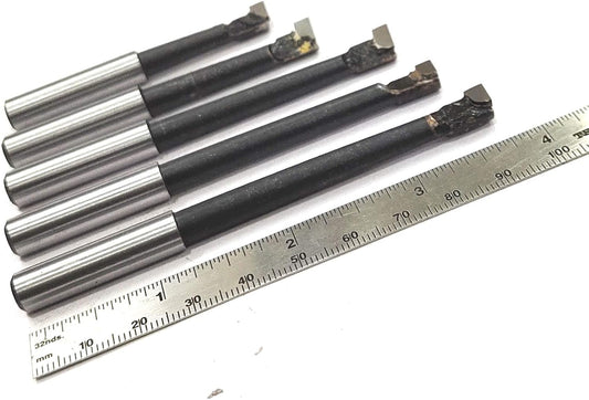 Set of 5 Pcs Carbide Brazed Boring Tools Shank Size 7.90 mm Round- Suitable for Cutting Through Boring Head & Tool Holders of 8 mm Bore Size