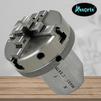 Lathe Spindle Adapter Connects 1" X 8 Tpi Machine Spindle To M14 X 1 Threaded Chucks (Adaptor With 65 Mm 4 Jaw Self Centering Chuck)