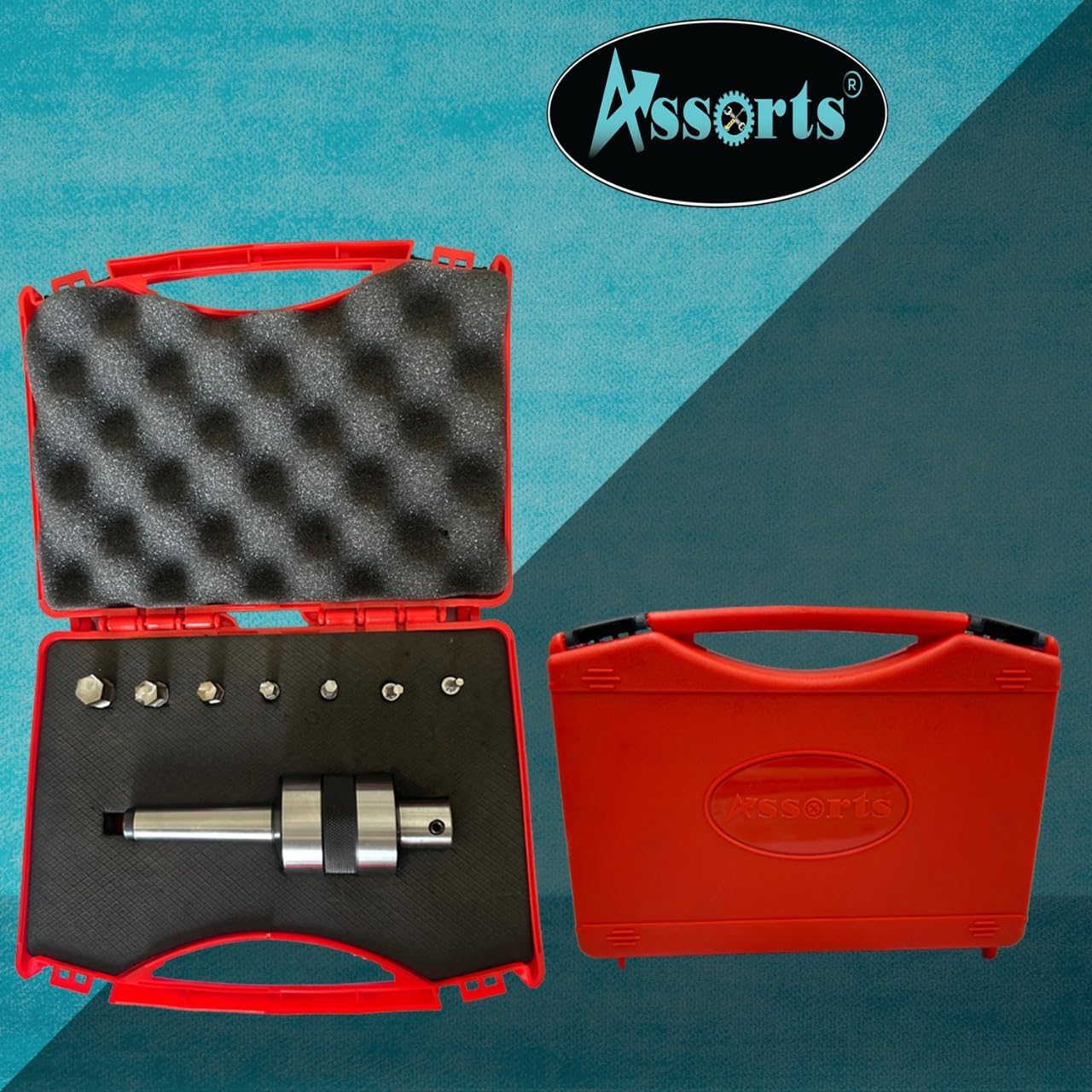 ASSORTS MT2 Live Revolving Center with HEX Rotary Broach Punches – Precision Lathe Accessory for Internal Hexagon Broaching